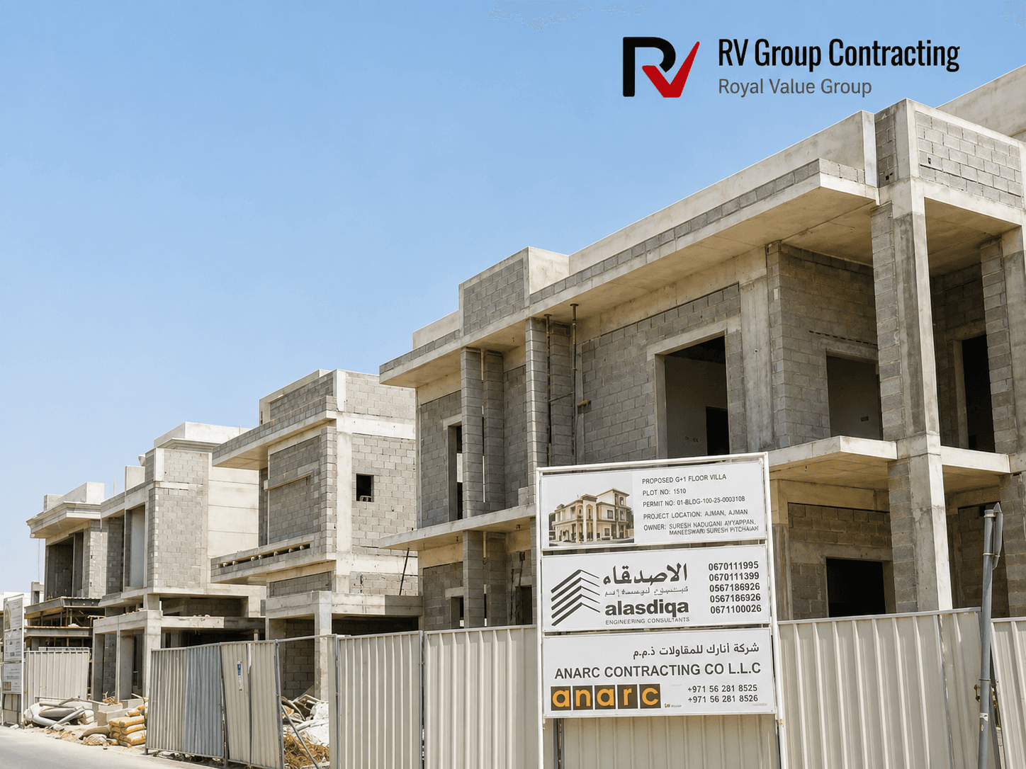 Villa under construction on site
