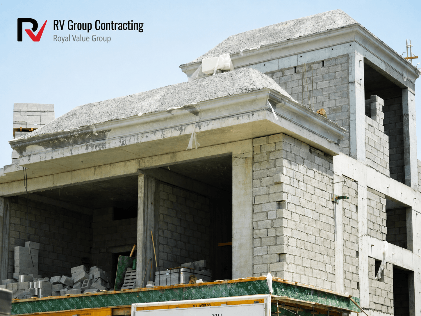 Villa nearing completion, blockwork stage