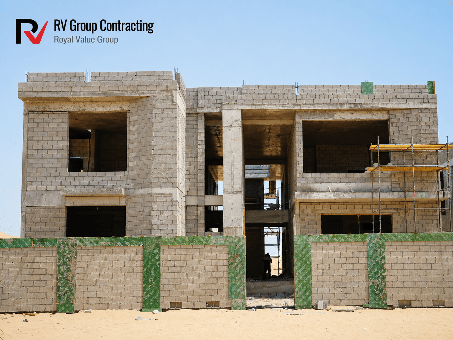 Villa under construction, blockwork stage